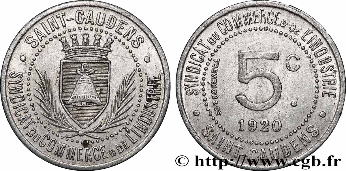 SYNDICAT DU COMMERCE ET DE L’INDUSTRIE 5 Centimes Syndicat du Commerce et de l’Industrie Saint-Gaudens XF