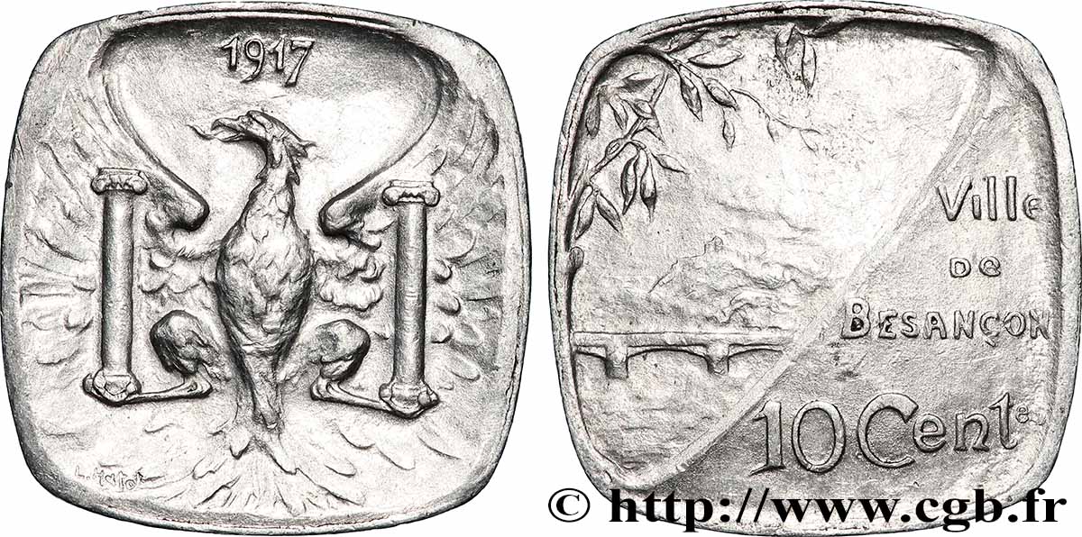 VILLE DE BESANCON 10 Centimes légère Ville de Besançon AU