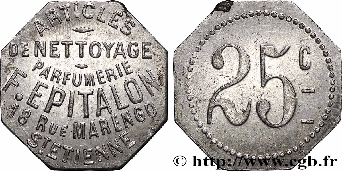 PARFUMERIE ARTICLES DE NETTOYAGE F. EPITALON 25 Centimes Parfumerie F. Epitalon - Saint-Étienne AU