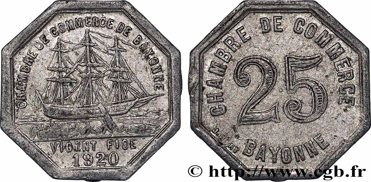 CHAMBRE DE COMMERCE DE BAYONNE 25 Centimes Chambre de Commerce de Bayonne XF