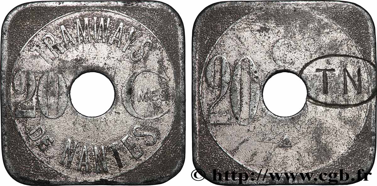 COMPAGNIE DES TRAMWAYS DE NANTES 20 Centimes Tramways de Nantes TTB