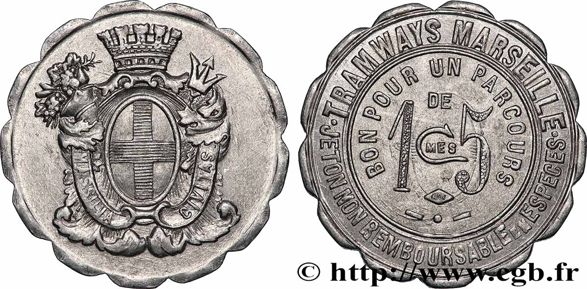 TRANSPORTS (TRAINS, BUS, TRAMWAYS, BATEAUX...) 15 Centimes - Tramways de Marseille SS