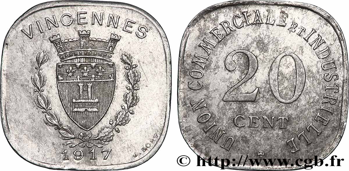 VILLES ET MAIRIES 20 Centimes Union Commerciale & Industrielle Vincennes AU
