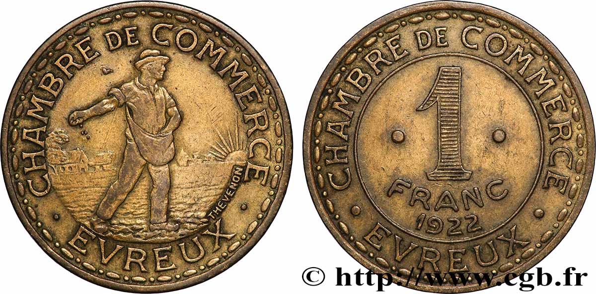 CHAMBRE DE COMMERCE D’EVREUX 1 Franc Chambre de Commerce d’Evreux XF