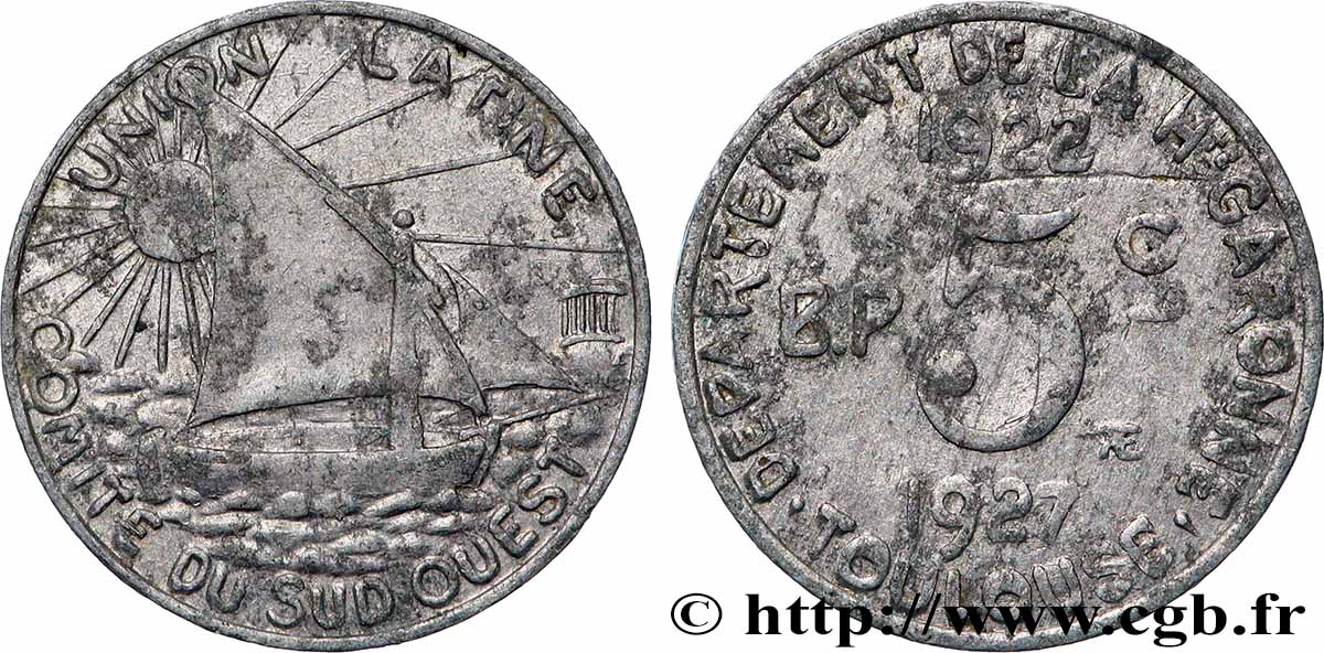 REGROUPEMENT DE COMMERCANTS ET D&nbsp;INDUSTRIELS 5 Centimes Union Latine / Comité du Sud-Ouest TB+