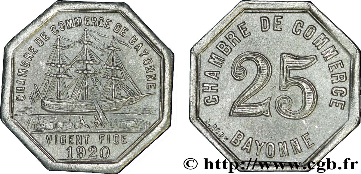 CHAMBRE DE COMMERCE DE BAYONNE 25 Centimes EBC