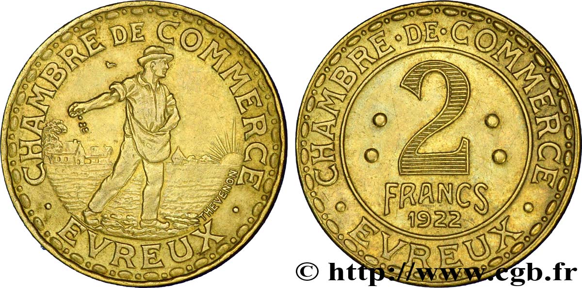 CHAMBRE DE COMMERCE D’EVREUX 2 Francs EBC