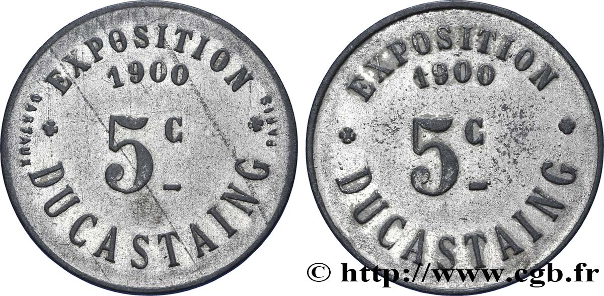 EXPOSITION 1900 DUCASTAING 5 Centimes TTB