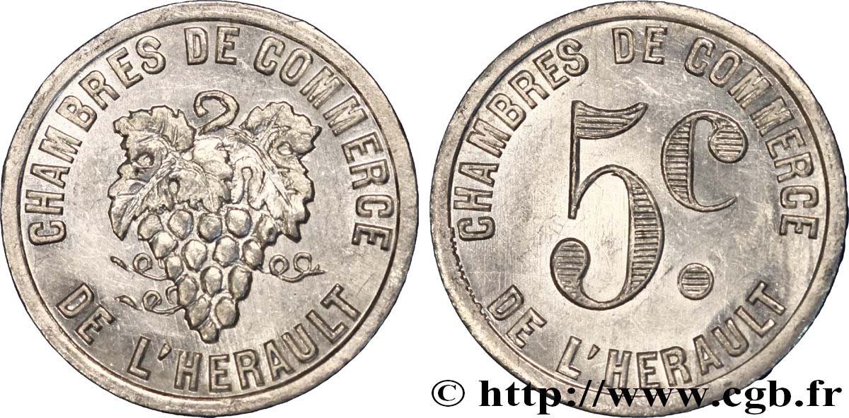 CHAMBRES DE COMMERCE DE L’HERAULT 5 Centimes EBC
