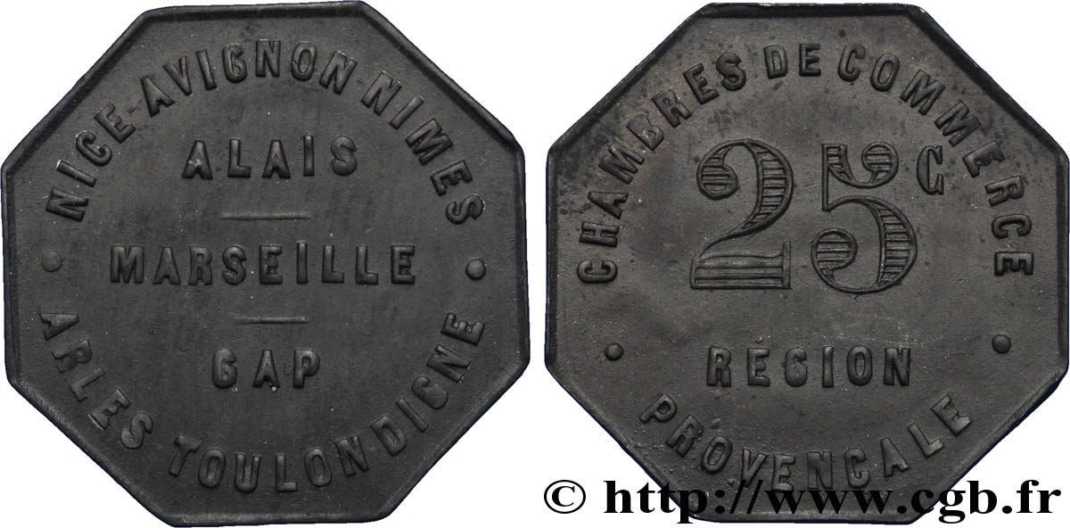 CHAMBRES DE COMMERCE REGION PROVENCALE 25 Centimes EBC