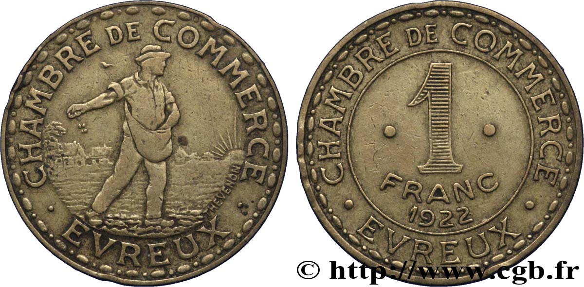CHAMBRE DE COMMERCE D’EVREUX 1 Franc MB