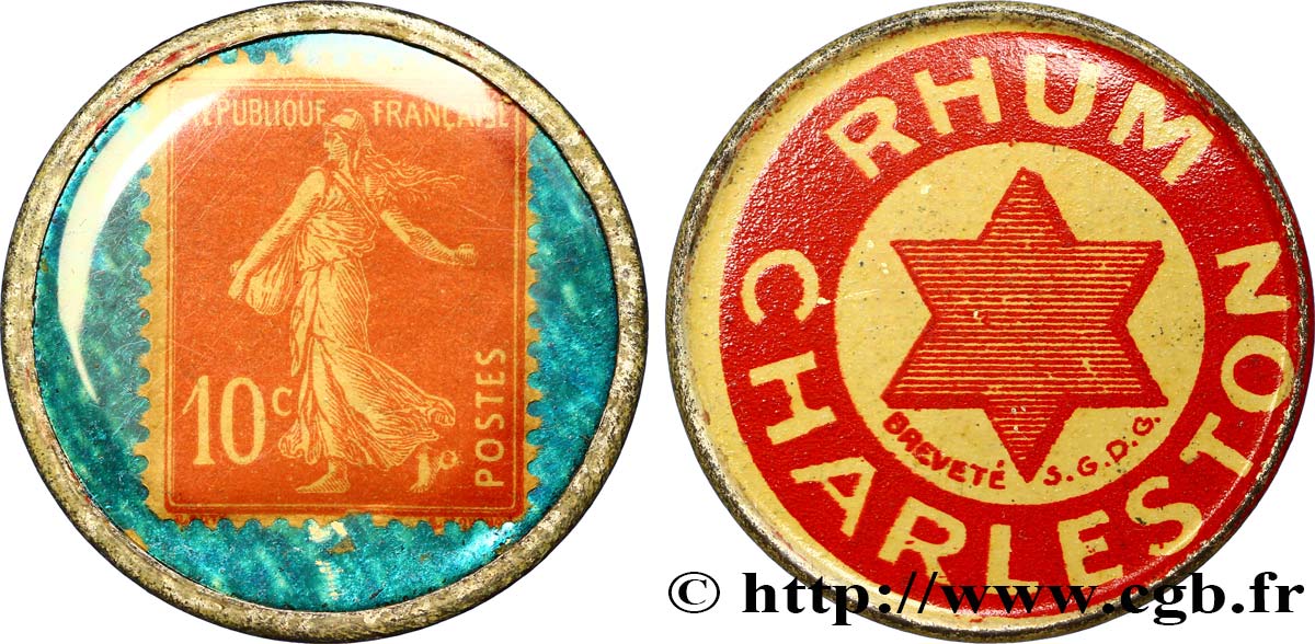 RHUM CHARLESTON Timbre 10 centimes BC+