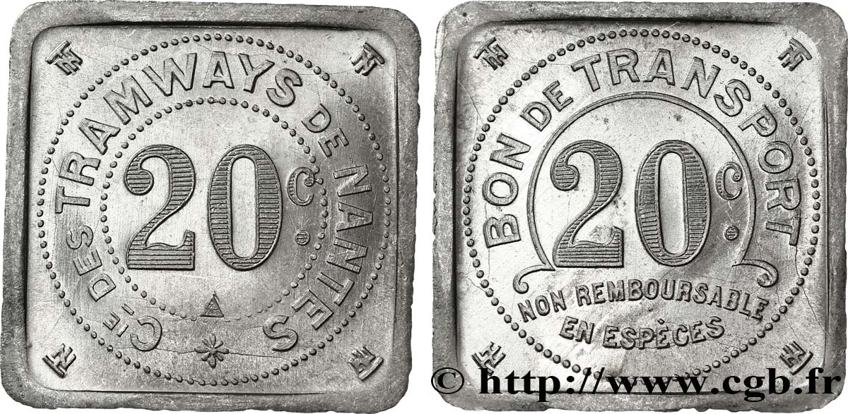 COMPAGNIE DES TRAMWAYS DE NANTES 20 Centimes EBC