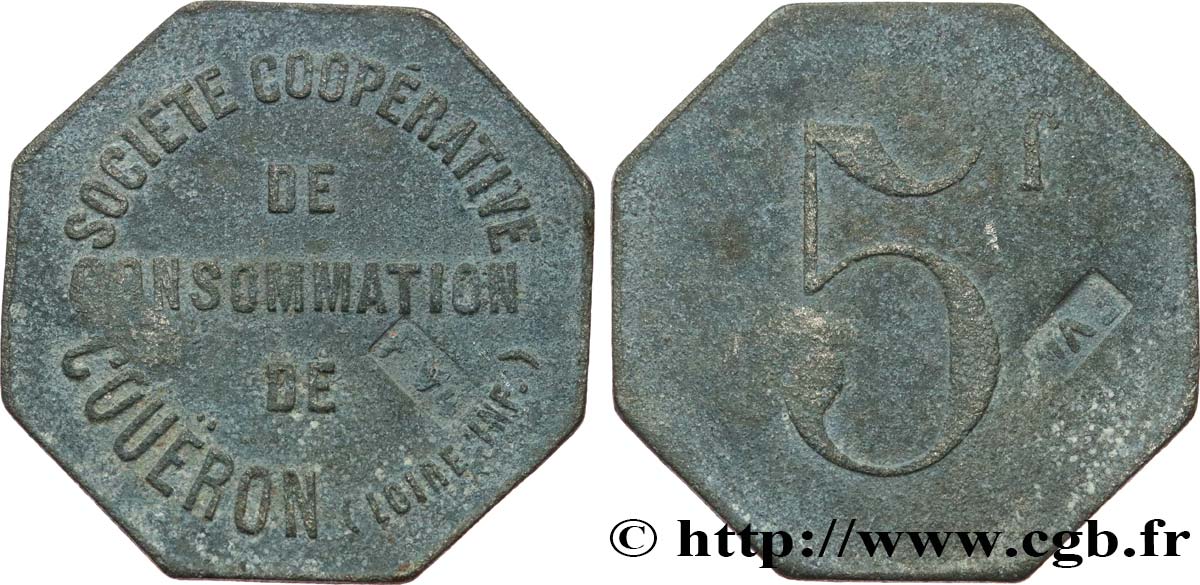 SOCIETE COOPERATIVE DE COUERON 5 Francs Société Coopérative de Coueron BC+