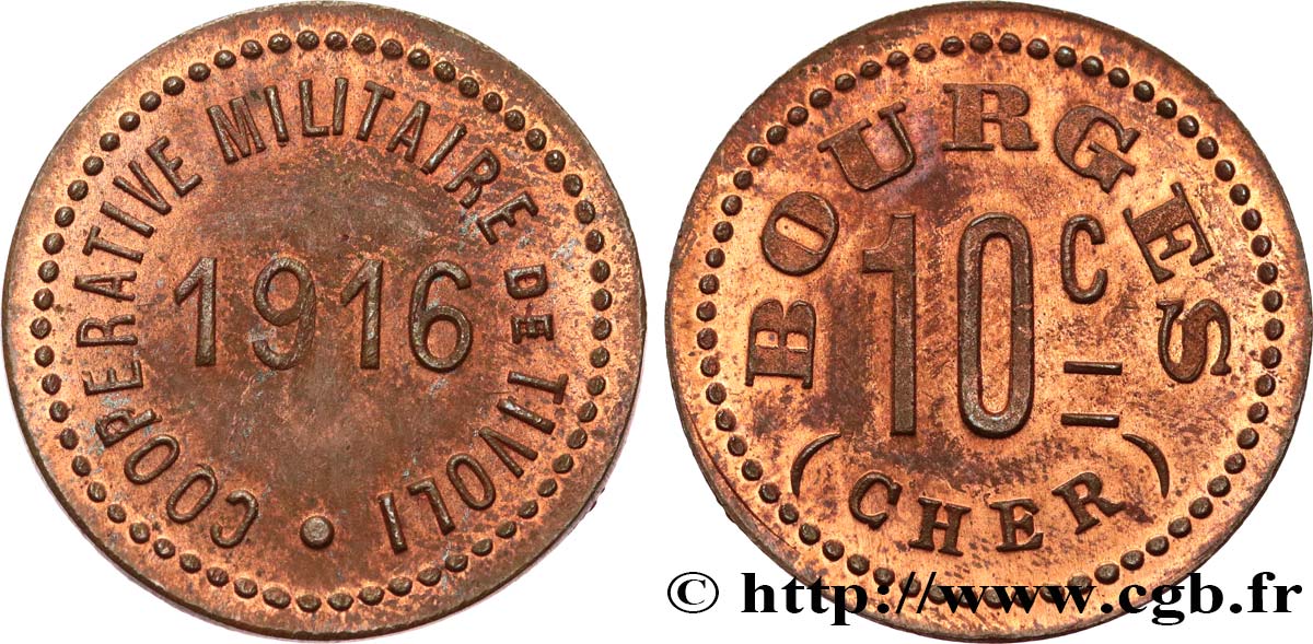 COOPERATIVE MILITAIRE DE TIVOLI 10 Centimes SUP