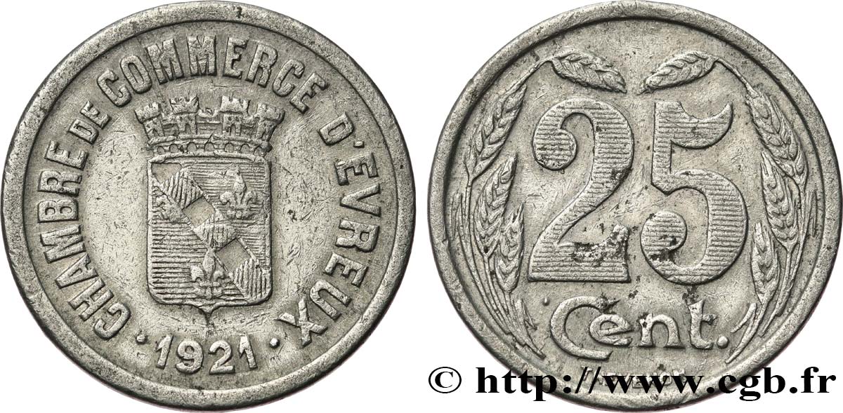 CHAMBRE DE COMMERCE D’EVREUX 25 Centimes XF