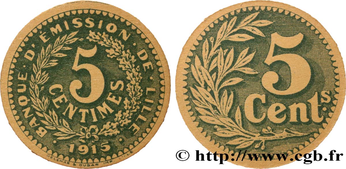 BANQUE D’EMISSION DE LILLE 5 Centimes Banque d’émission de Lille SUP