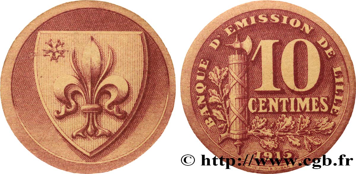 BANQUE D’EMISSION DE LILLE 10 Centimes Banque d’émission de Lille SUP
