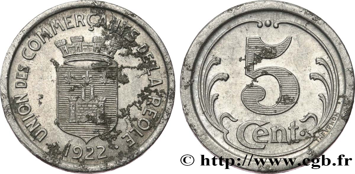 UNION DES COMMERCANTS DE LA REOLE 5 Centimes Union des Commerçants La Réole AU