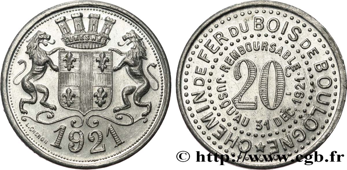 CHEMIN DE FER DU BOIS DE BOULOGNE 20 Centimes Chemin de fer du Bois de Boulogne VZ
