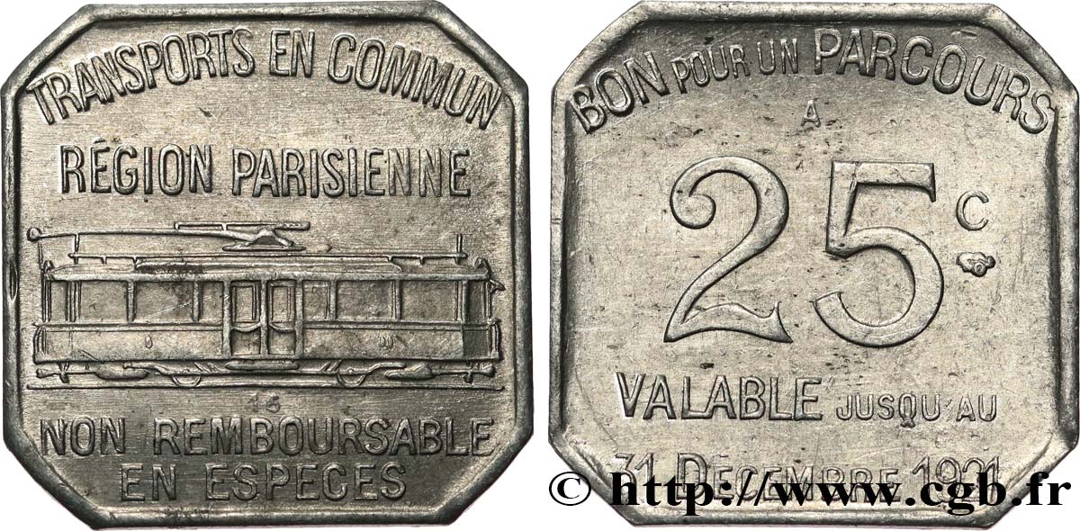 TRANSPORTS EN COMMUN REGION PARISIENNE 25 Centimes Transport Région Parisienne AU