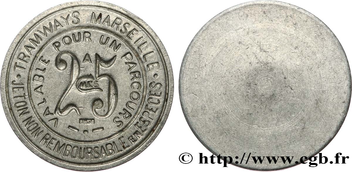 TRAMWAYS MARSEILLE 25 Centimes Tramway sde Marseille SS