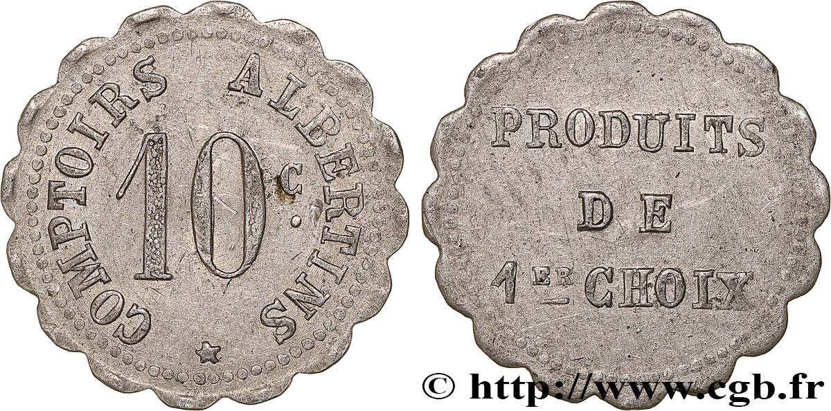 COMPTOIRS ALBERTINS 10 centimes TTB