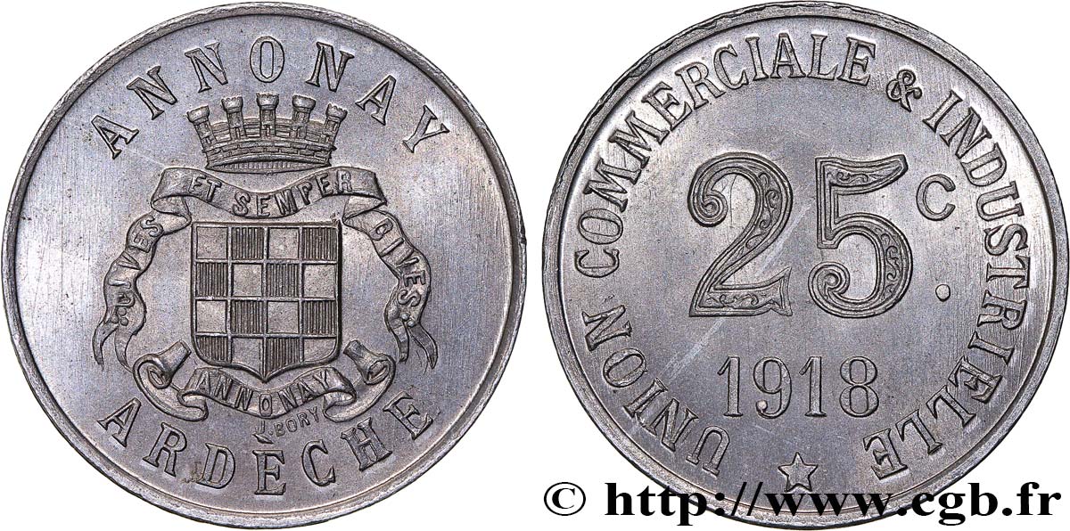 UNION COMMERCIALE ET INDUSTRIELLE 25 Centimes SUP