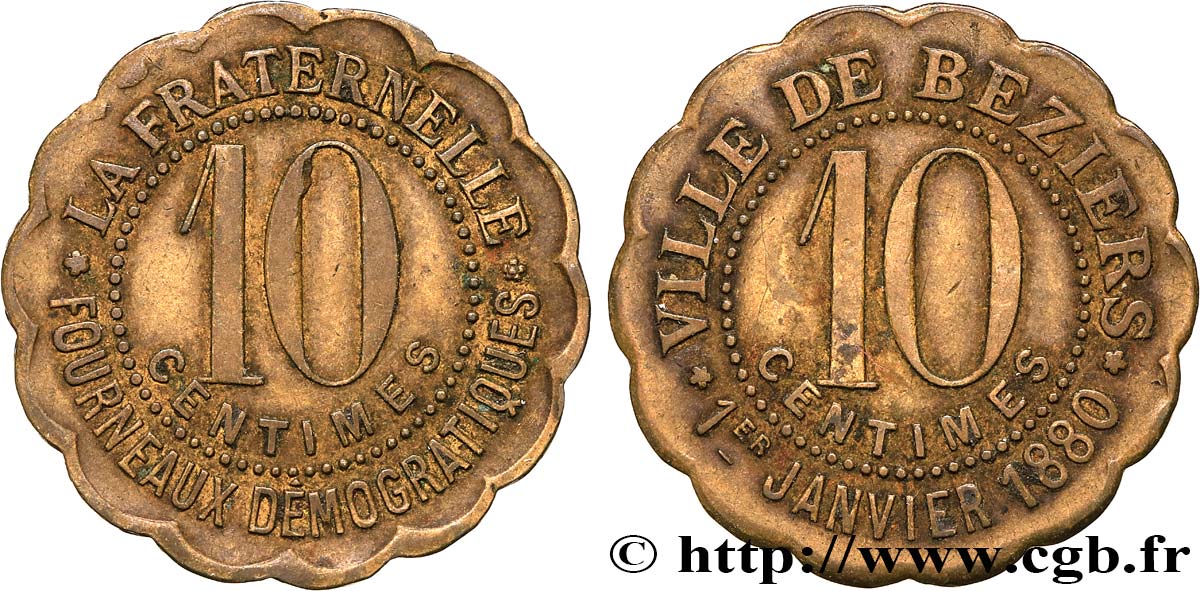 VILLE DE BEZIERS - LA FRATERNELLE 10 Centimes TTB