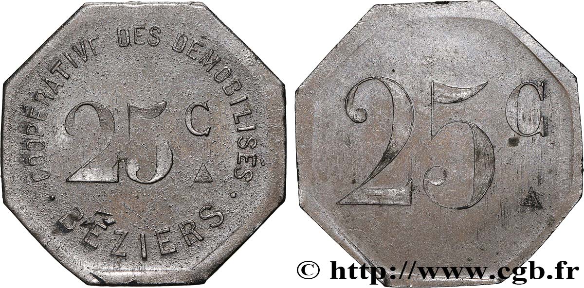 COOPERATIVE DES DEMOBILISES 25 CENTIMES SS