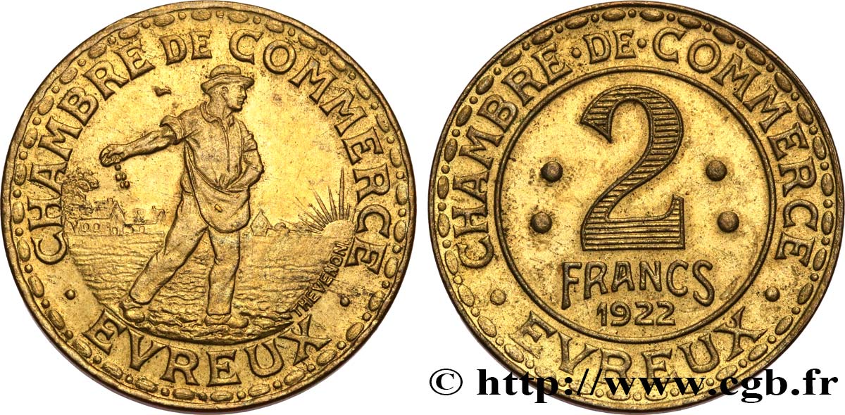 CHAMBRE DE COMMERCE D’EVREUX 2 Francs SPL