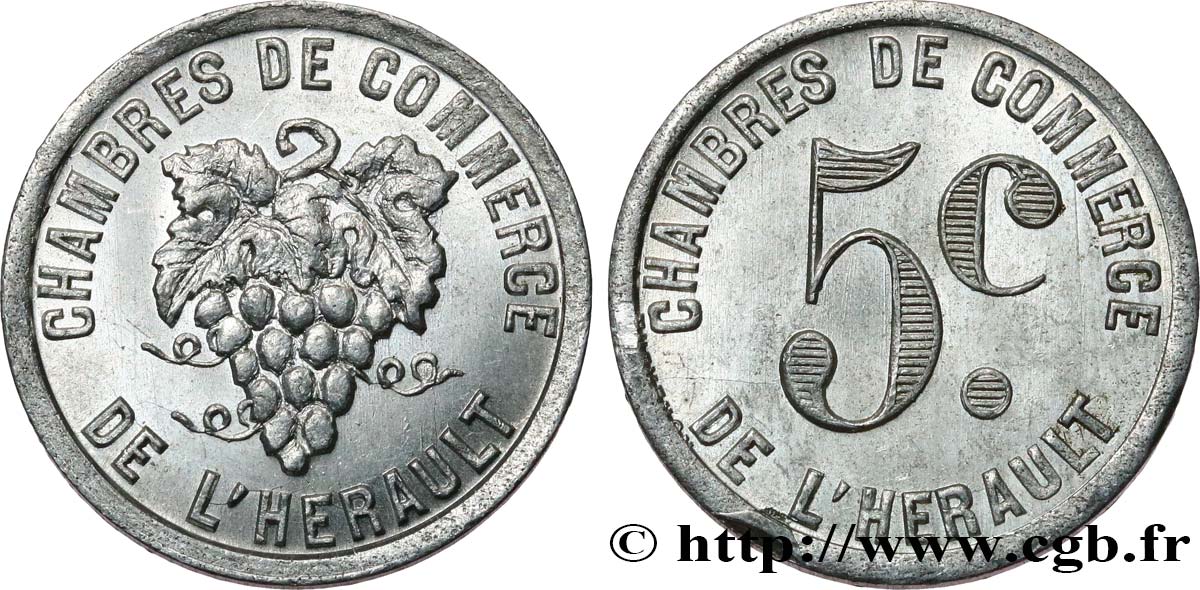 CHAMBRES DE COMMERCE DE L’HERAULT 5 Centimes EBC