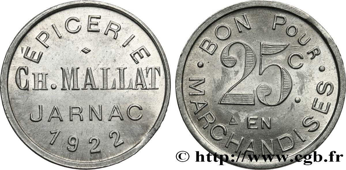 EPICERIE CH. MALLAT 25 Centimes EBC