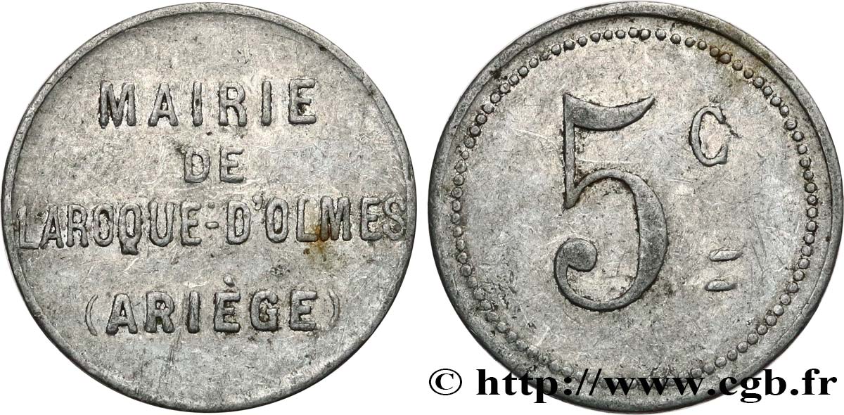 MAIRIE DE LAROQUE-D’OLMES 5 Centimes BB