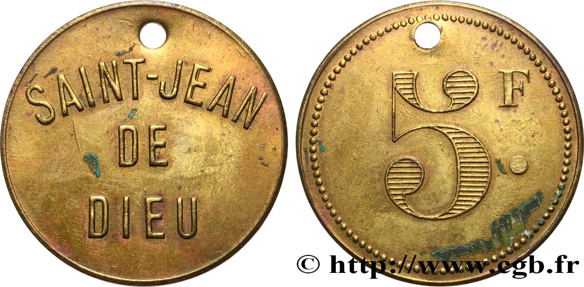 SAINT-JEAN DE DIEU 5 FRANCS TTB+