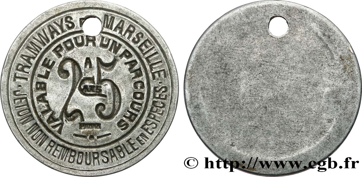 TRAMWAYS MARSEILLE 25 Centimes SS
