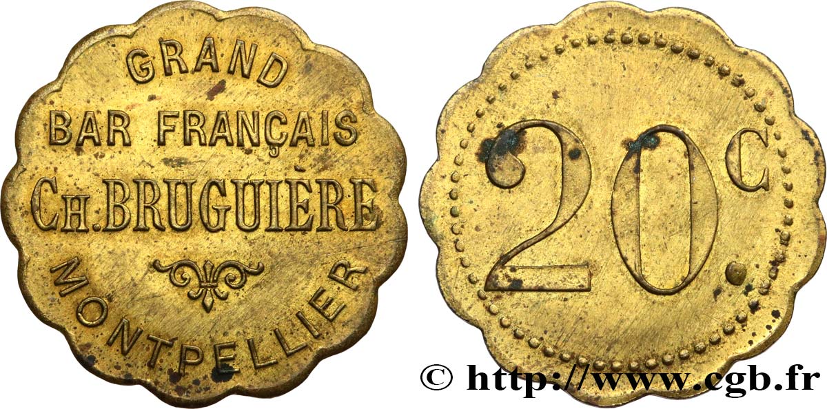GRAND BAR FRANCAIS 20 Centimes XF