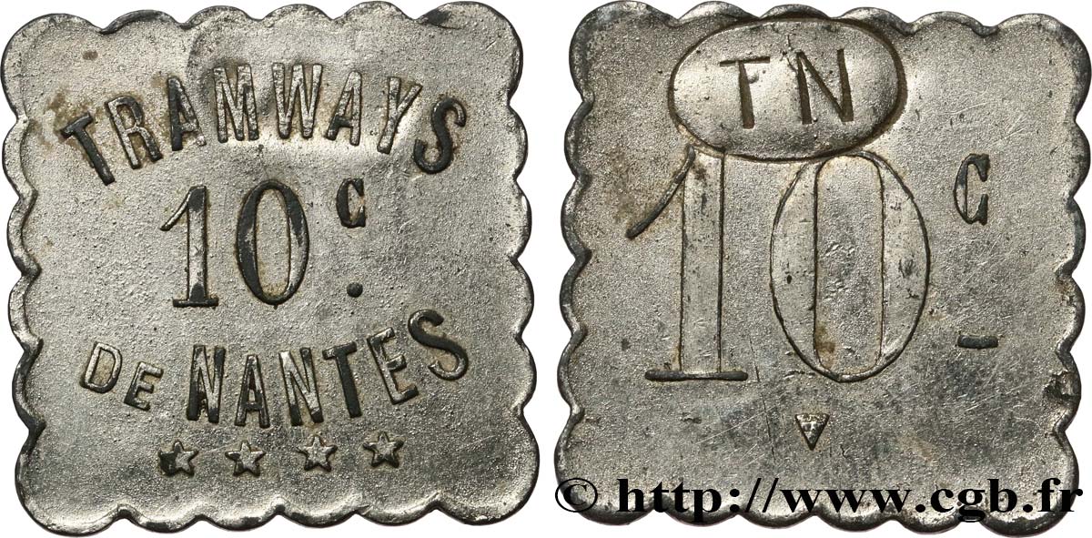 TRAMWAYS DE NANTES 10 Centimes MBC