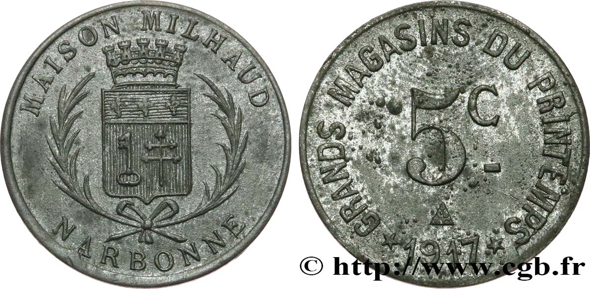 GRANDS MAGASINS DU PRINTEMPS - MAISON MILHAUD 5 Centimes XF