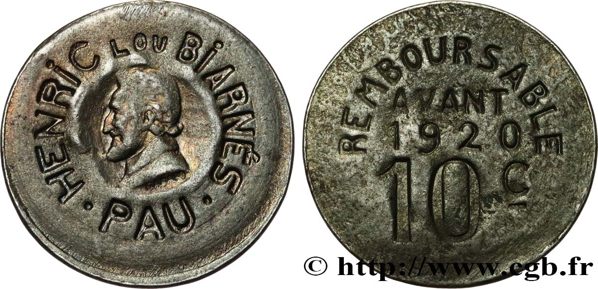 PAU, HENRIC LOU BIARNES 10 Centimes TTB