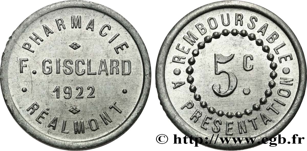 PHARMACIE F.GISCLARD 5 Centimes SPL