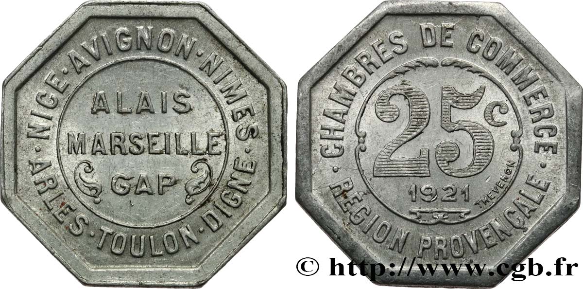 CHAMBRES DE COMMERCE REGION PROVENCALE 25 Centimes SS