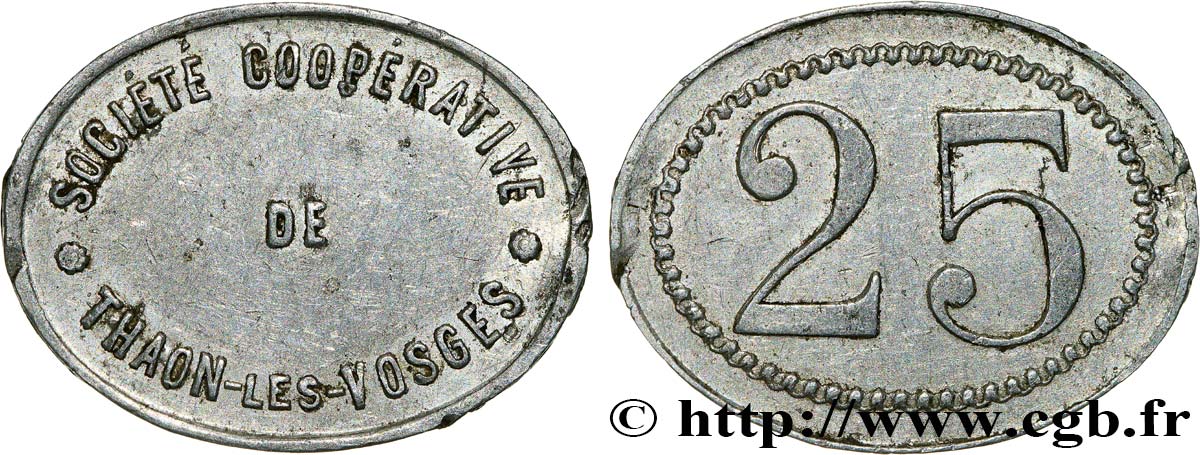 SOCIETE COOPERATIVE DE THAON-LES-VOSGES 25 Centimes TB