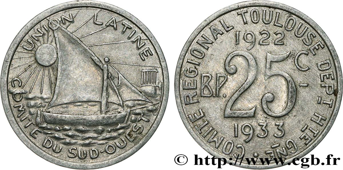 UNION LATINE / COMITE DU SUD-OUEST 25 Centimes TTB