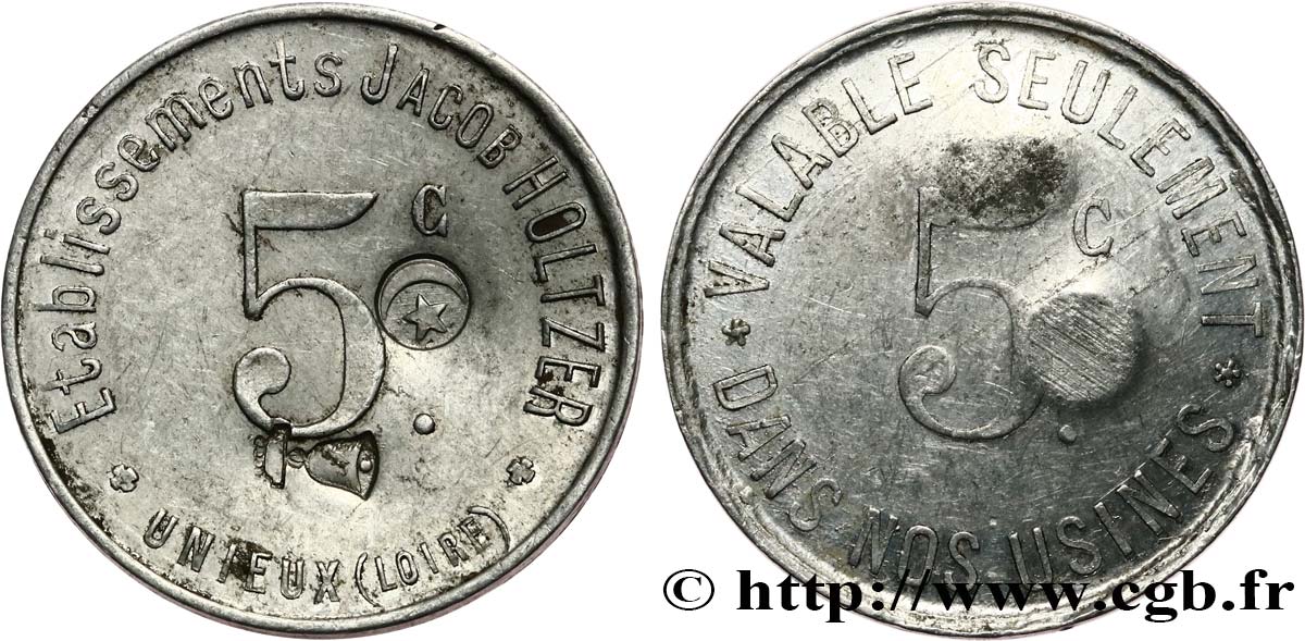 ETABLISSEMENTS JACOB HOLTZER 5 Centimes SS
