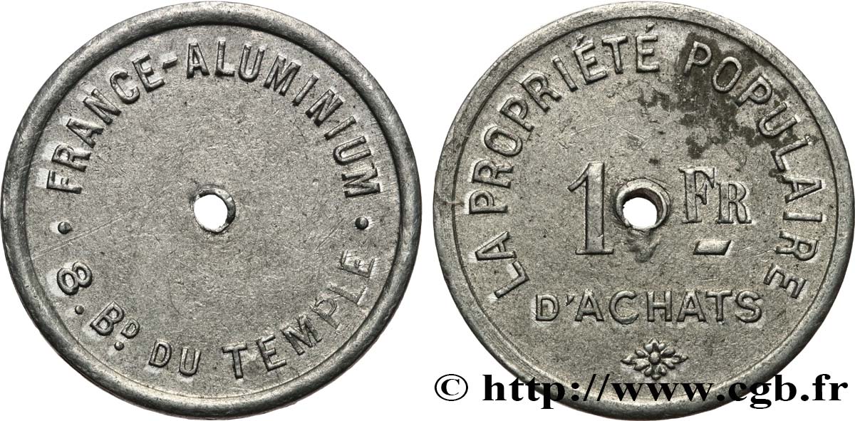 FRANCE-ALUMINIUM 1 Franc AU