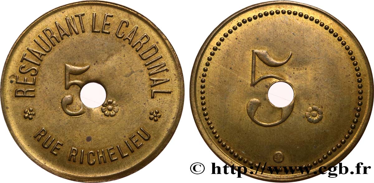 RESTAURANT LE CARDINAL 5 Francs SS
