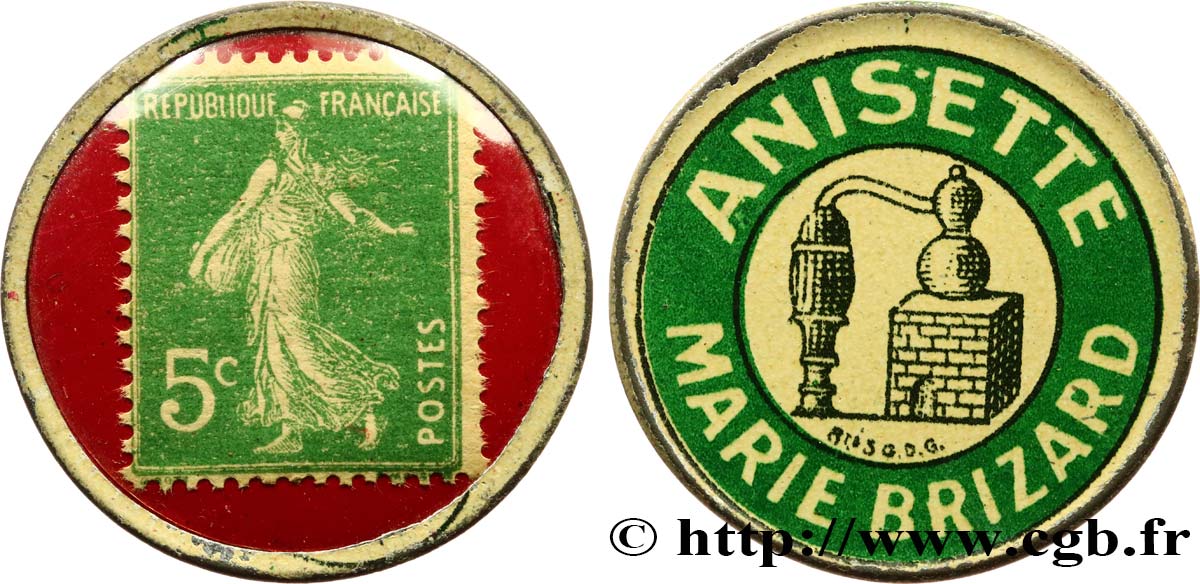 ANISETTE MARIE BRIZARD Timbre 5 Centimes SUP