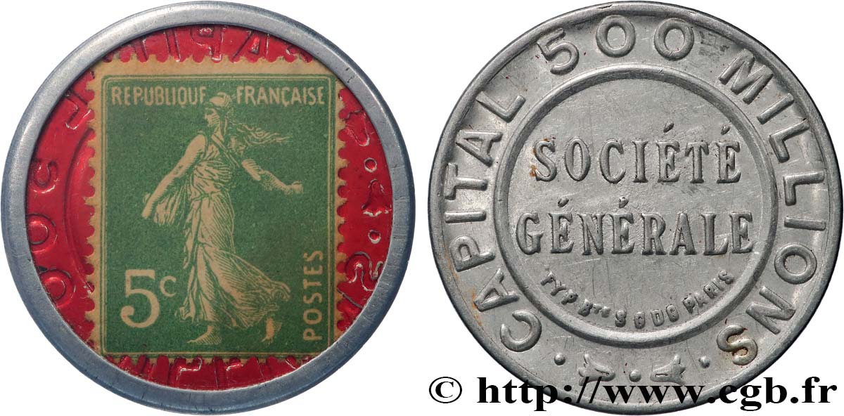 SOCIETE GENERALE Timbre 5 Centimes Société Générale AU