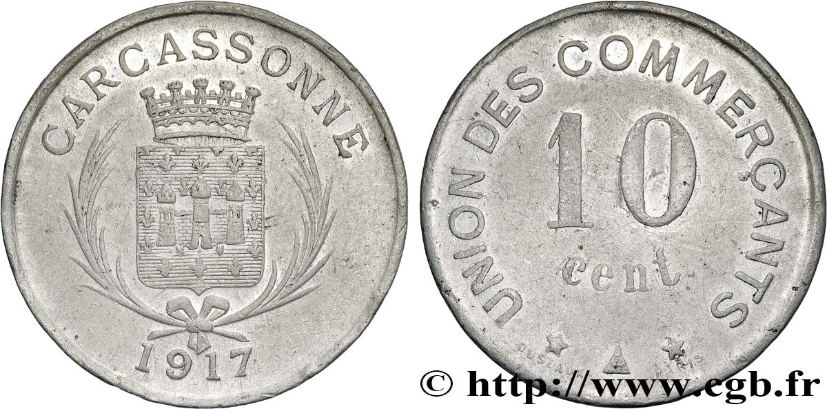 UNION DES COMMERCANTS 10 Centimes Union des commerçants Carcassonne TTB+